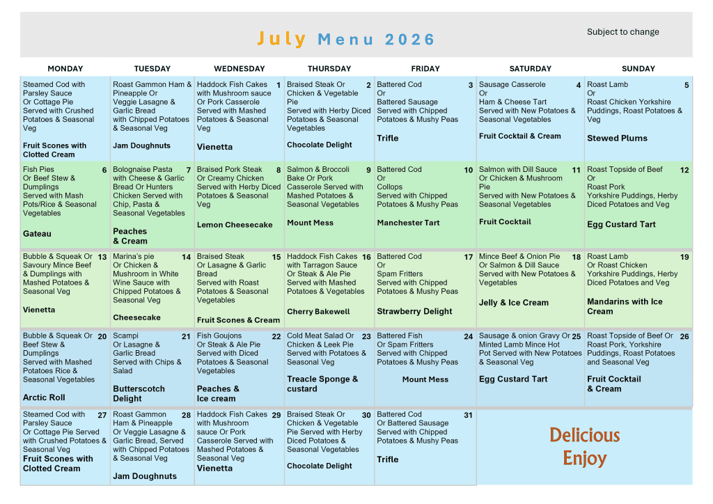 July Menu