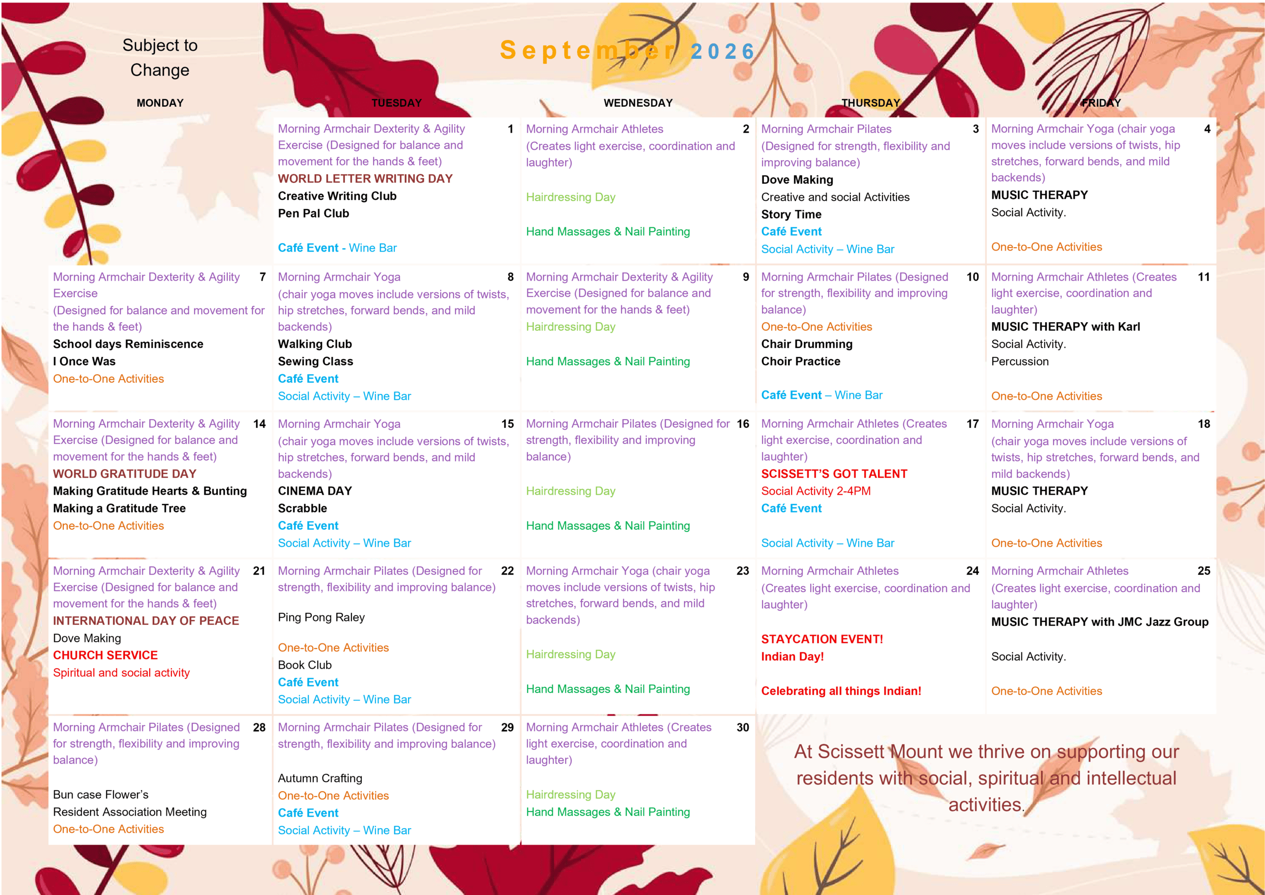 Sept calendar